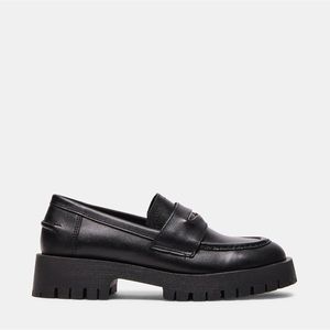 STEVE MADDEN Lawrence Black Leather Loafers